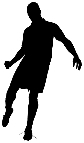 Silhouette of male football player in motion transparent background