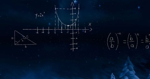 Digital Interface with Mathematical Equations on Starry Night - Download Free Stock Images Pikwizard.com