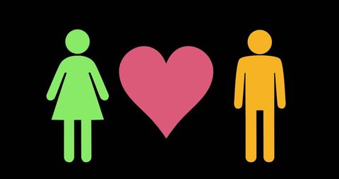 Abstract symbols of love and affection with heart icon