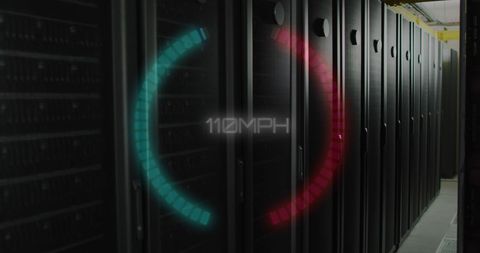 Digital Speed Gauge Over High-Tech Servers - Download Free Stock Images Pikwizard.com