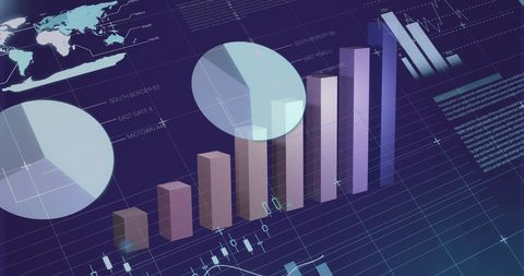 Abstract Financial Data Visualization with Bar Graphs and Maps - Download Free Stock Images Pikwizard.com