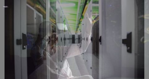 Emerging Technology: Woman Using VR in Data Center Environment - Download Free Stock Images Pikwizard.com