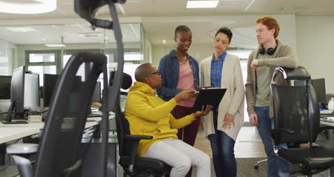 Diverse Business Team Colleagues Collaborating in Modern Office Space