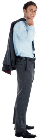 Transparent Professional Smiling businessman Holding Jacket Over Shoulder