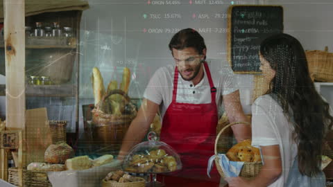 Bakery Business Overlay with Financial Graphs