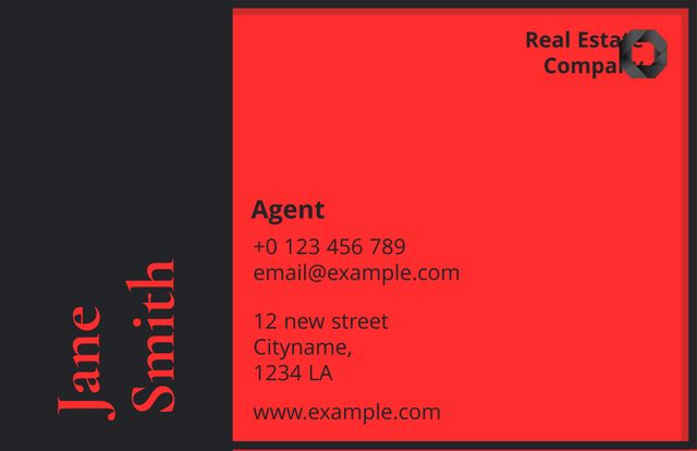 Red Professional Business Card Template for Real Estate Agents - Download Free Stock Templates Pikwizard.com