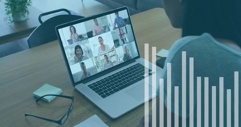 Virtual Business Meeting Analyzing Financial Data with Colleagues