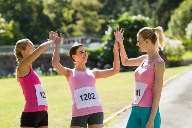 Female athletes giving high five to each other - Download Free Stock Photos Pikwizard.com