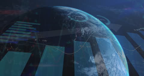 Global Data Visualization Concept with Earth and Digital Statistics