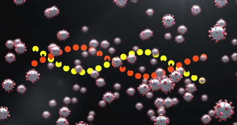 COVID Cells Floating Amongst Futuristic Digital Grid