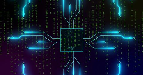 Neon Circuit Board and Binary Code Tech Background - Download Free Stock Images Pikwizard.com