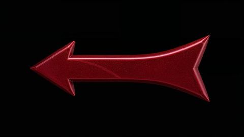 Shimmering red 3d arrow with glitter finish on black background