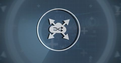 Digital Network Interface with Cloud and Arrows Icon on Blue Background