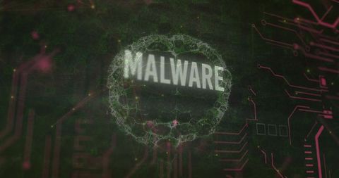 Digital malware threat emerging in cybersecurity concept