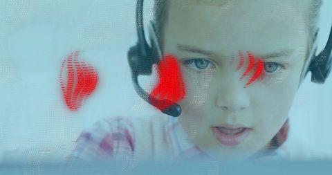 Businesswoman engaging in virtual communication with technology