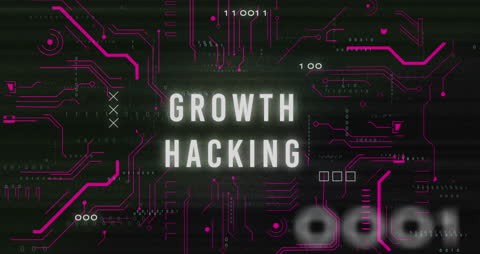 Growth Hacking Concept with Binary Codes Over Circuit Board