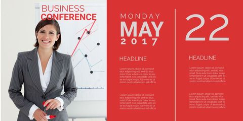 business conference event announcement template with professional businesswoman - Download Free Stock Templates Pikwizard.com
