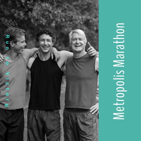 joyful marathon finish for enthusiastic men runners - Download Free Stock Templates Pikwizard.com