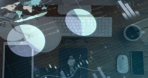 Digital Interface Overlay on Business Desk for Financial Analysis - Download Free Stock Images Pikwizard.com