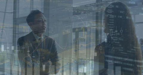 Diverse Professionals Analyzing Data Overlay in Modern Office - Download Free Stock Images Pikwizard.com