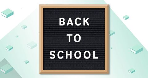 Back to School Message with Educational Icons on Green Background