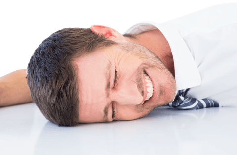 Stressed businessman on transparent background experiencing frustration