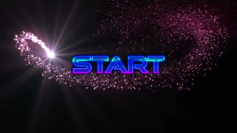 Glowing 'Start' Text with Fantasy Sparkle Effects and Magic Style