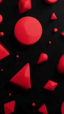 Rotating Red Geometric Shapes Looping Vertical 3D Motion Design Matte Depth Studio