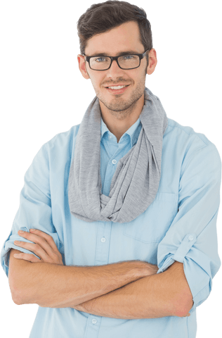 Transparent Confident Male Fashion Designer Smiling in Light Blue Outfit - Download Free Stock Videos Pikwizard.com