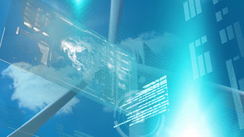 Futuristic Interface Over Sky Background Illustrating Digital Connectivity