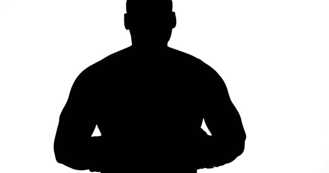 Silhouette of Muscular Man Posing Against White Background - Download Free Stock Images Pikwizard.com