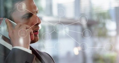 Business Leader Communicating with Digital Network