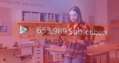 Social Media Growth Visualization with Businesswoman Streaming