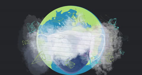 Globally Masked Planet with Back-to-School Animated Icons