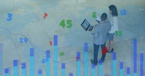 Diverse Professionals Analyzing Global Financial Data Projections