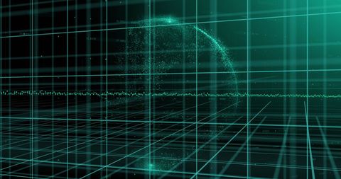 Glowing 3D Grid with Globe and Data Graph on Black Background - Download Free Stock Images Pikwizard.com