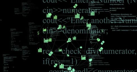 Digital Data Network with Business Analytics Icons - Download Free Stock Images Pikwizard.com