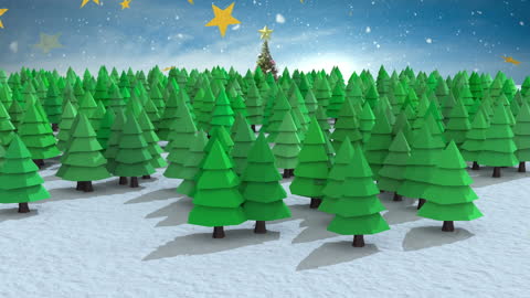 Festive Winter Wonderland with Animated Christmas Trees