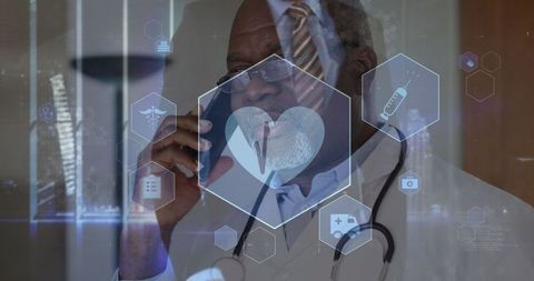 Senior Doctor Engaging in Modern Telemedicine Solutions