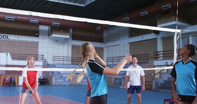 High School Students Playing Volleyball Indoors - Download Free Stock Images Pikwizard.com