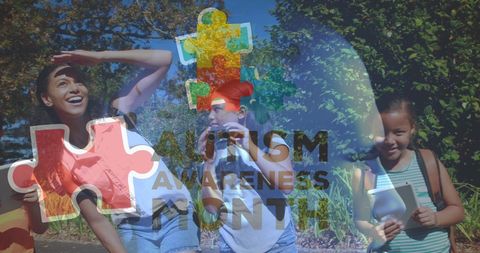 Autism Awareness Month Translation Overlapping Joyful Children at Play - Download Free Stock Images Pikwizard.com