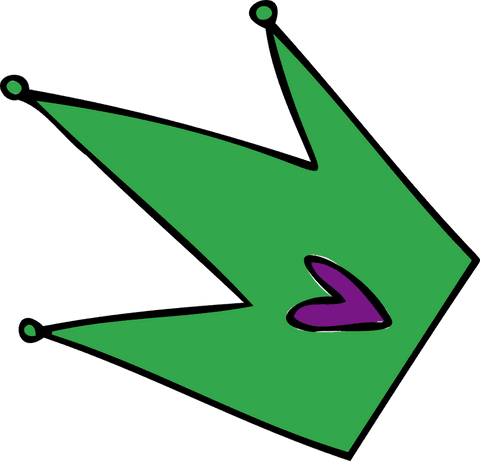 Transparent Abstract Green Crown with Purple Heart Design