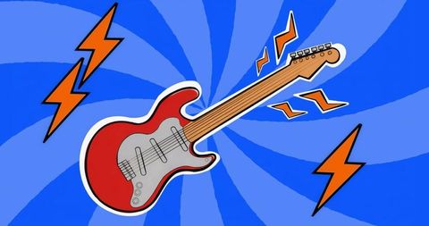 Energetic Electric Guitar On Abstract Blue Swirl