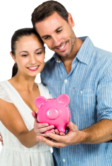 Transparent Smiling Couple Holding Pink Piggy Bank - Download Free Stock Videos Pikwizard.com