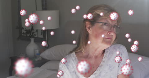 Mature Woman with Animated Virus Particles