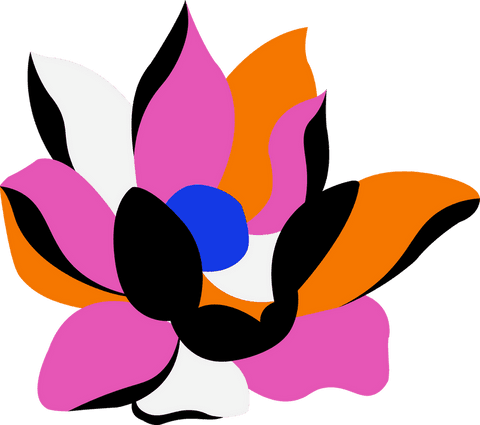 Vibrant Abstract Flower with Pink and Orange Petals on Transparent Background