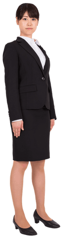 Calm asian businesswoman standing transparent background