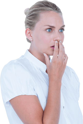 Transparent Surprised Businesswoman with Shocked Expression