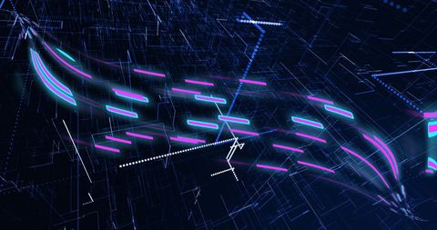 Futuristic Data Flow with Vibrant Light Trails
