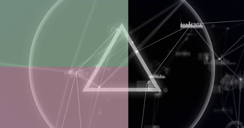 Abstract Network with Geometric Shapes and Digital Design